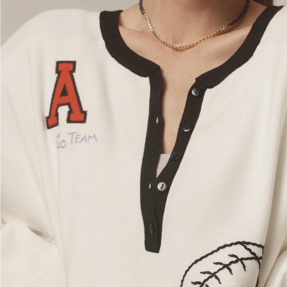 Daily Practice Go Team Embroidered Henley Top Size Small NWT Reg Price $178 - Picture 4 of 7